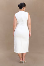 Audrine Suiting Sleeveless Midi Dress in Ivory – Chic&Drifts