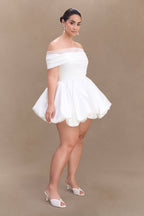 Lauretta Off Shoulder Mini Dress in White – Chic&Drifts