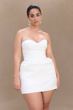 Suzette Taffeta Bow Mini Dress in White – Chic&Drifts