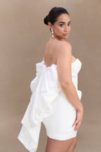 Suzette Taffeta Bow Mini Dress in White – Chic&Drifts