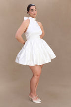 Dorota Satin Halter Mini Dress in White – Chic&Drifts