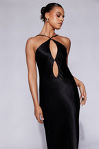 Lucia Satin Cut Out Maxi Dress in Black – Chic&Drifts