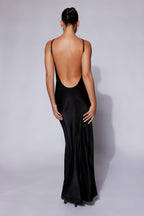 Lucia Satin Cut Out Maxi Dress in Black – Chic&Drifts
