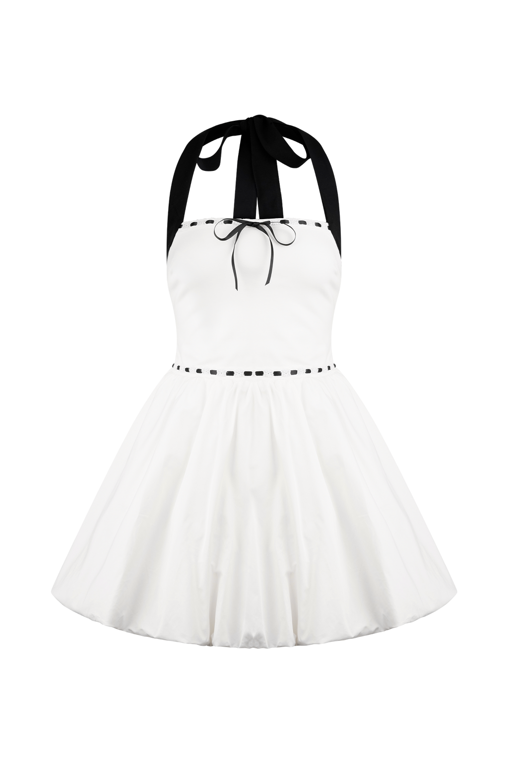 Queenie Halter Bubble Mini Dress in Black/White – Chic&Drifts