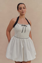 Queenie Halter Bubble Mini Dress in Black/White – Chic&Drifts