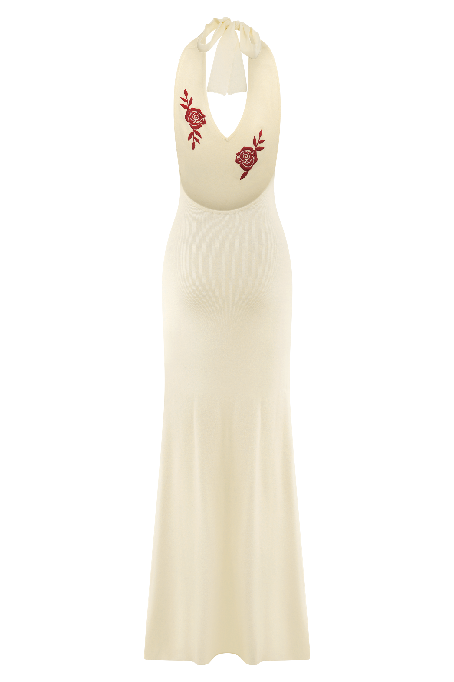 Shiloh Rose Knit Halter Maxi Dress in Ivory – Chic&Drifts