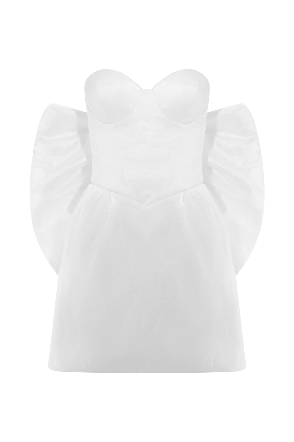 Suzette Taffeta Bow Mini Dress in White – Chic&Drifts
