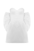 Suzette Taffeta Bow Mini Dress in White – Chic&Drifts