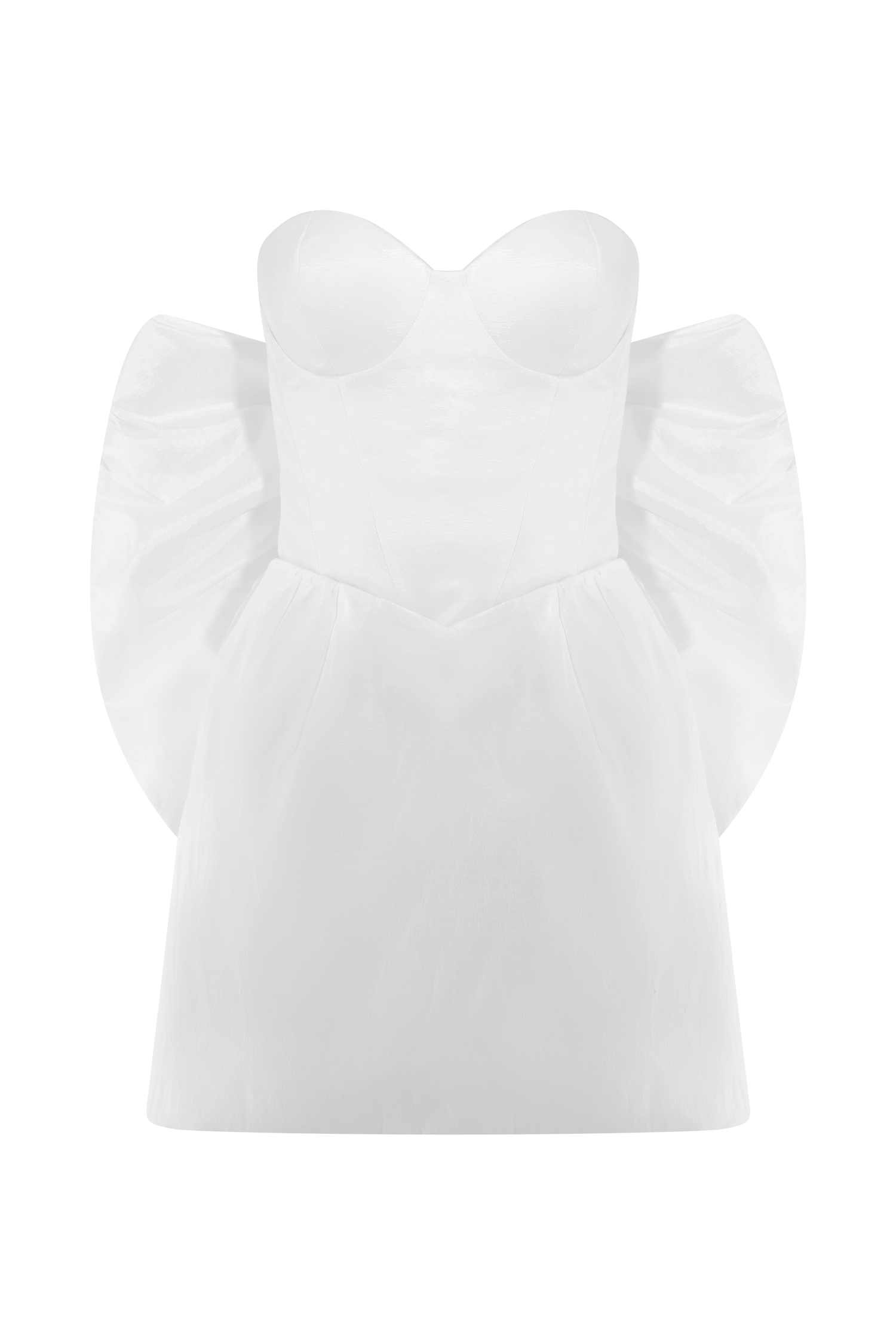 Suzette Taffeta Bow Mini Dress in White – Chic&Drifts