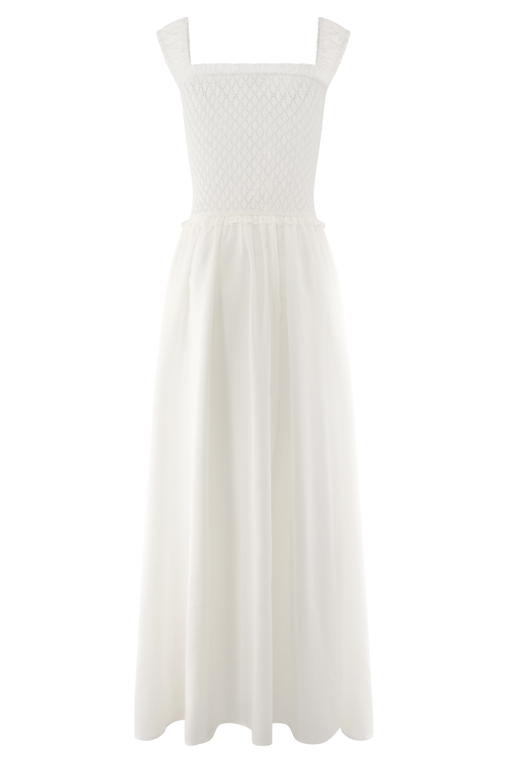 Tahlia Pointelle Knit Midi Dress in White – Chic&Drifts