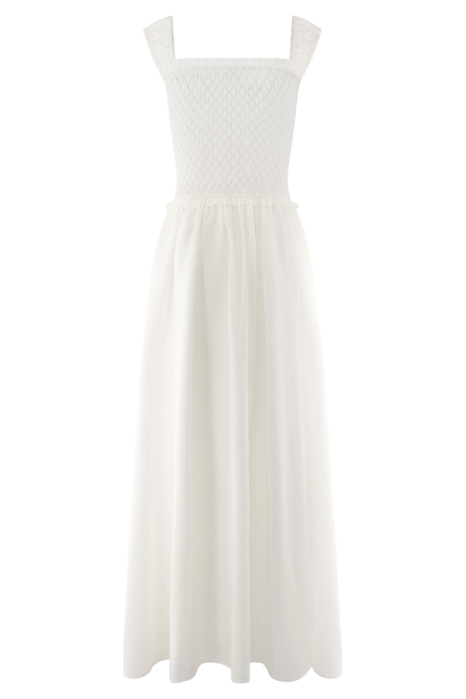 Tahlia Pointelle Knit Midi Dress in White – Chic&Drifts