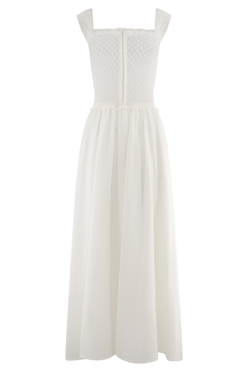 Tahlia Pointelle Knit Midi Dress in White – Chic&Drifts