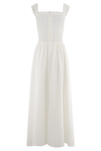 Tahlia Pointelle Knit Midi Dress in White – Chic&Drifts