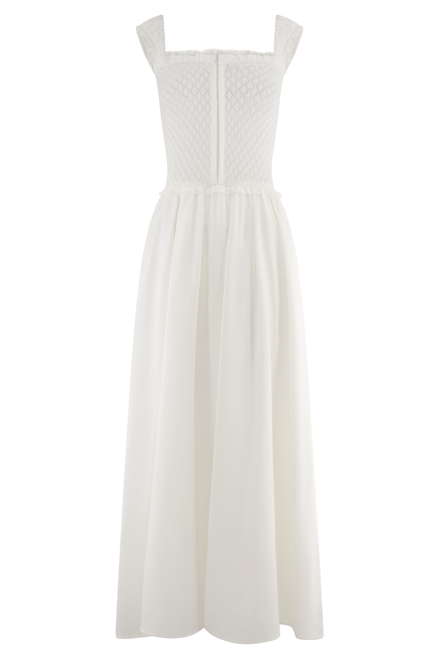 Tahlia Pointelle Knit Midi Dress in White – Chic&Drifts