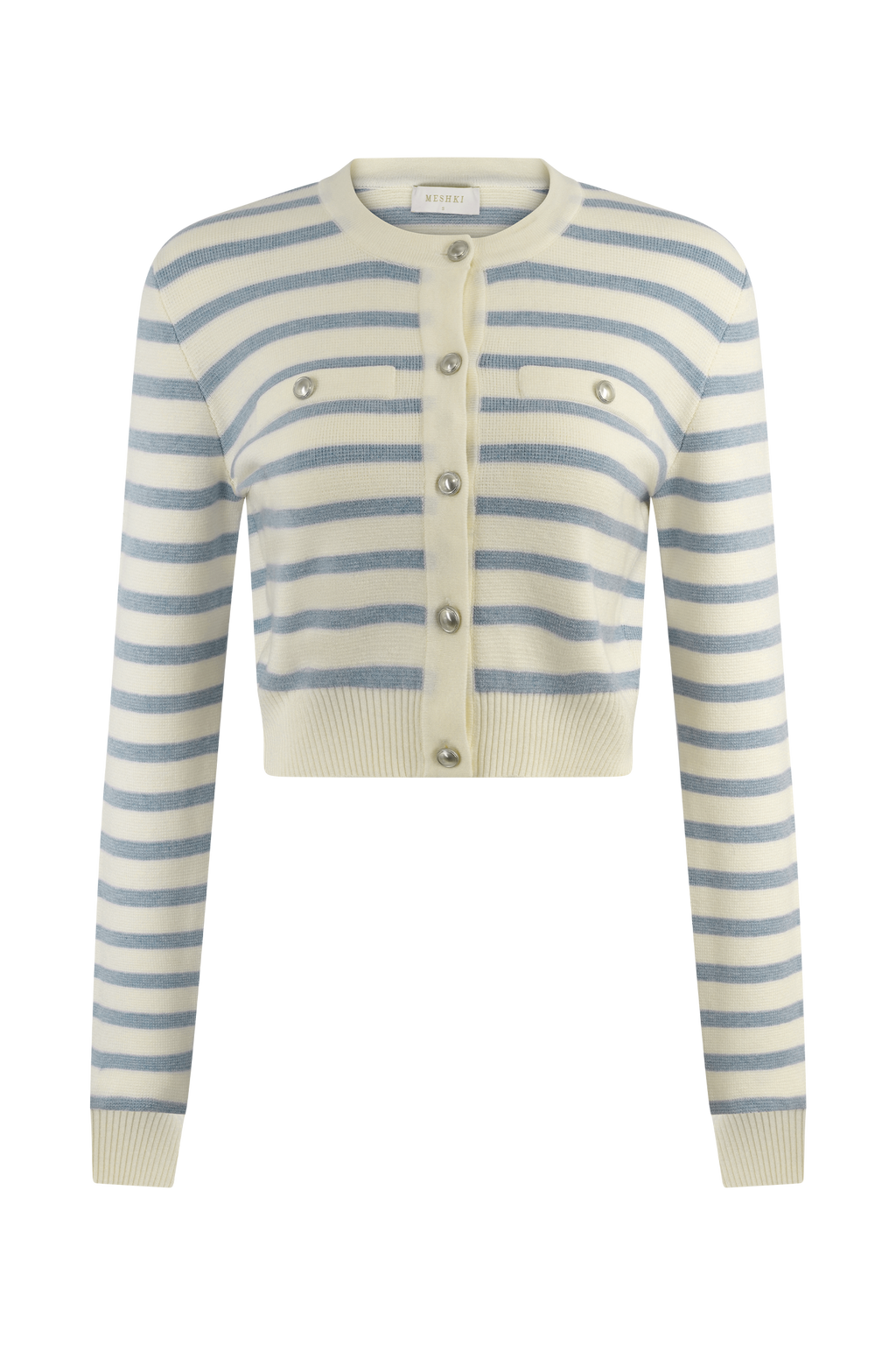 Tanner Striped Knit Cardigan in Light Blue/White – Chic&Drifts