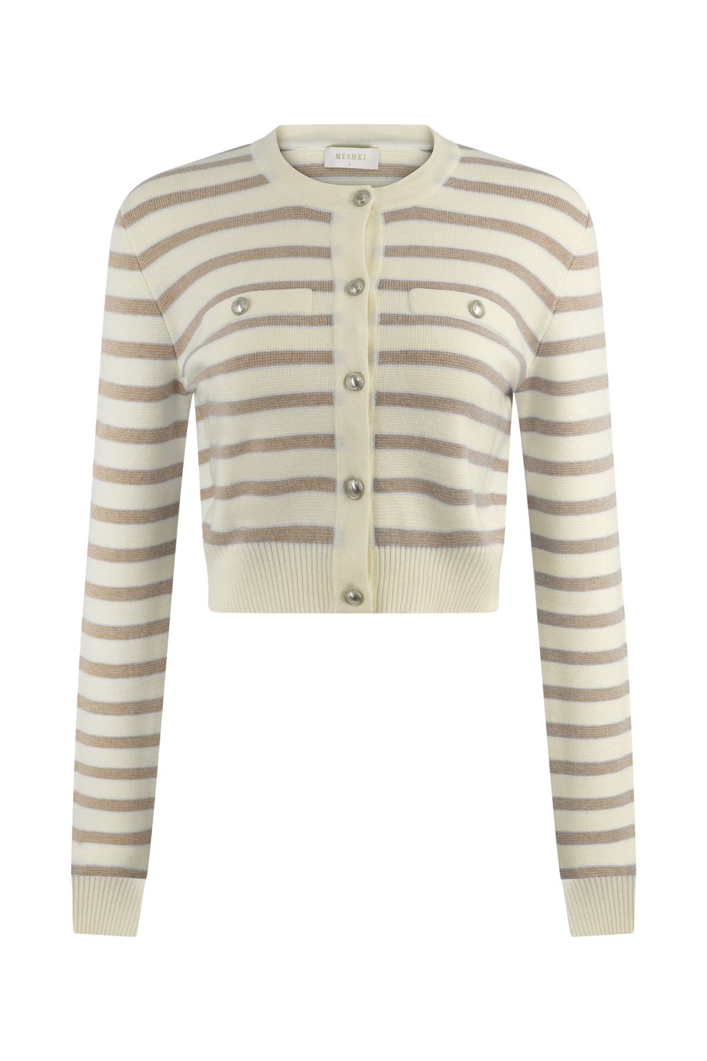 Tanner Striped Knit Cardigan in Nude/White – Chic&Drifts