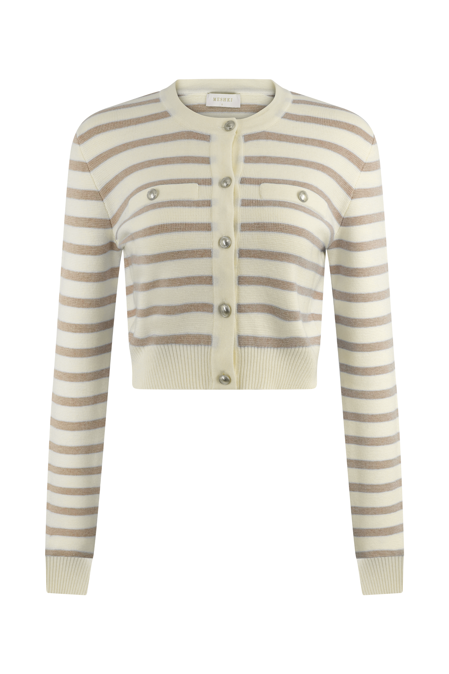 Tanner Striped Knit Cardigan in Nude/White – Chic&Drifts
