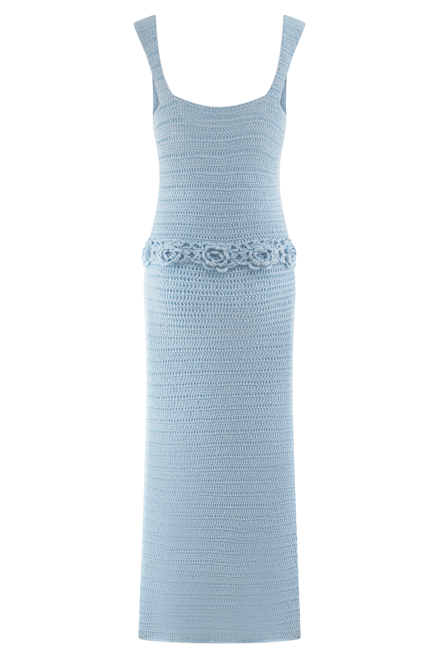 Teagan Floral Hand Crochet Midi Dress in Blue – Chic&Drifts