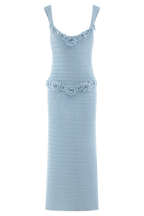 Teagan Floral Hand Crochet Midi Dress in Blue – Chic&Drifts