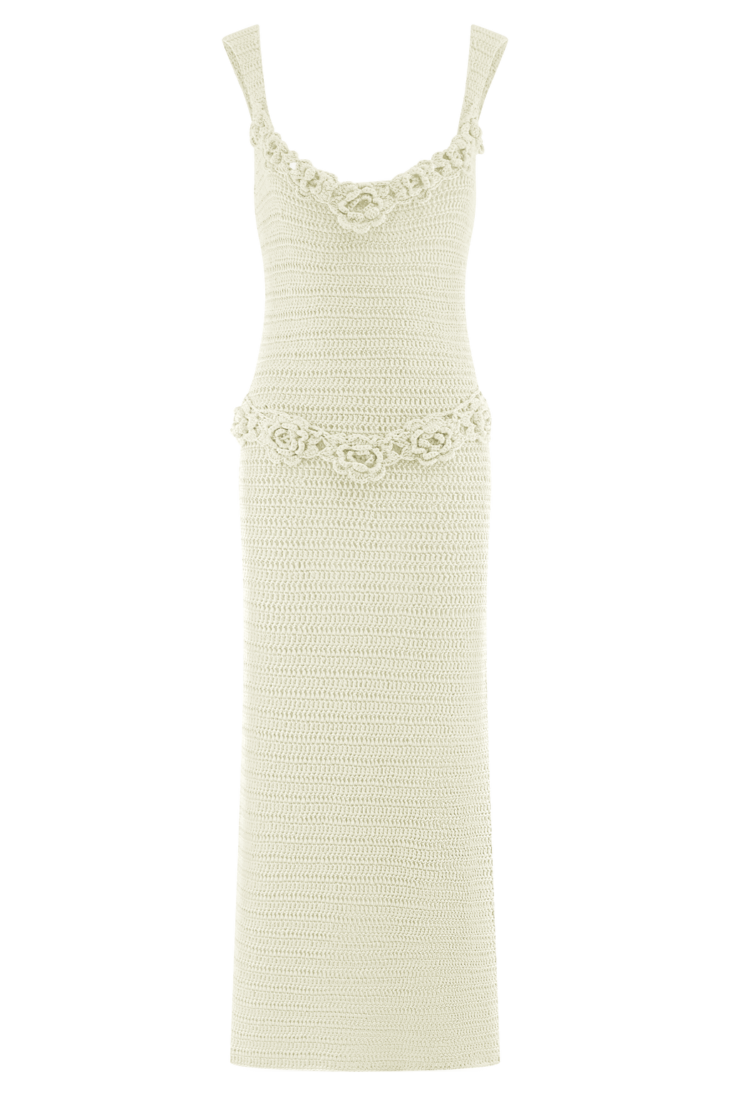 Teagan Floral Hand Crochet Midi Dress in Ivory – Chic&Drifts