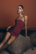Zander Hand Beaded Strapless Mini Dress
