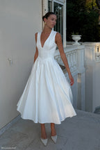 Keely Cotton Sleeveless Midi Dress in White – Chic&Drifts