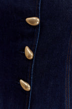 Lennox Strapless Long Line Button Top in Indigo Blue – Chic&Drifts