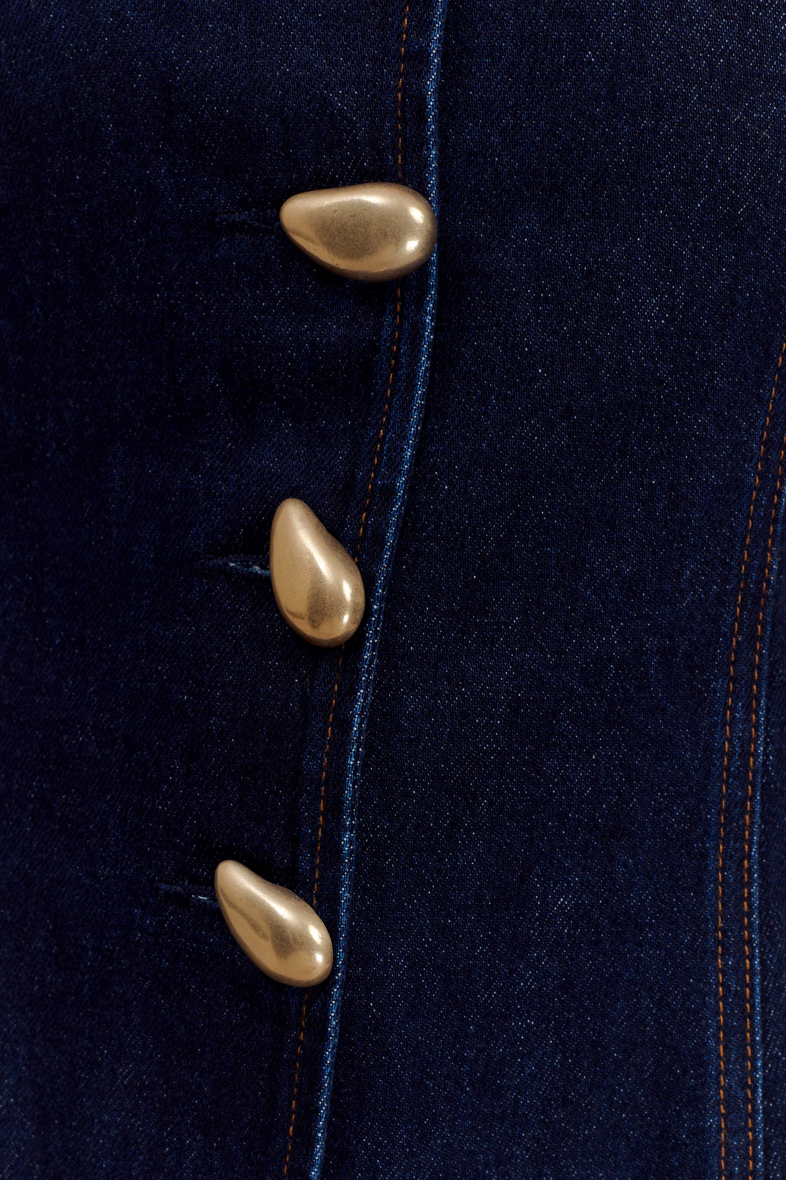 Lennox Strapless Long Line Button Top in Indigo Blue – Chic&Drifts