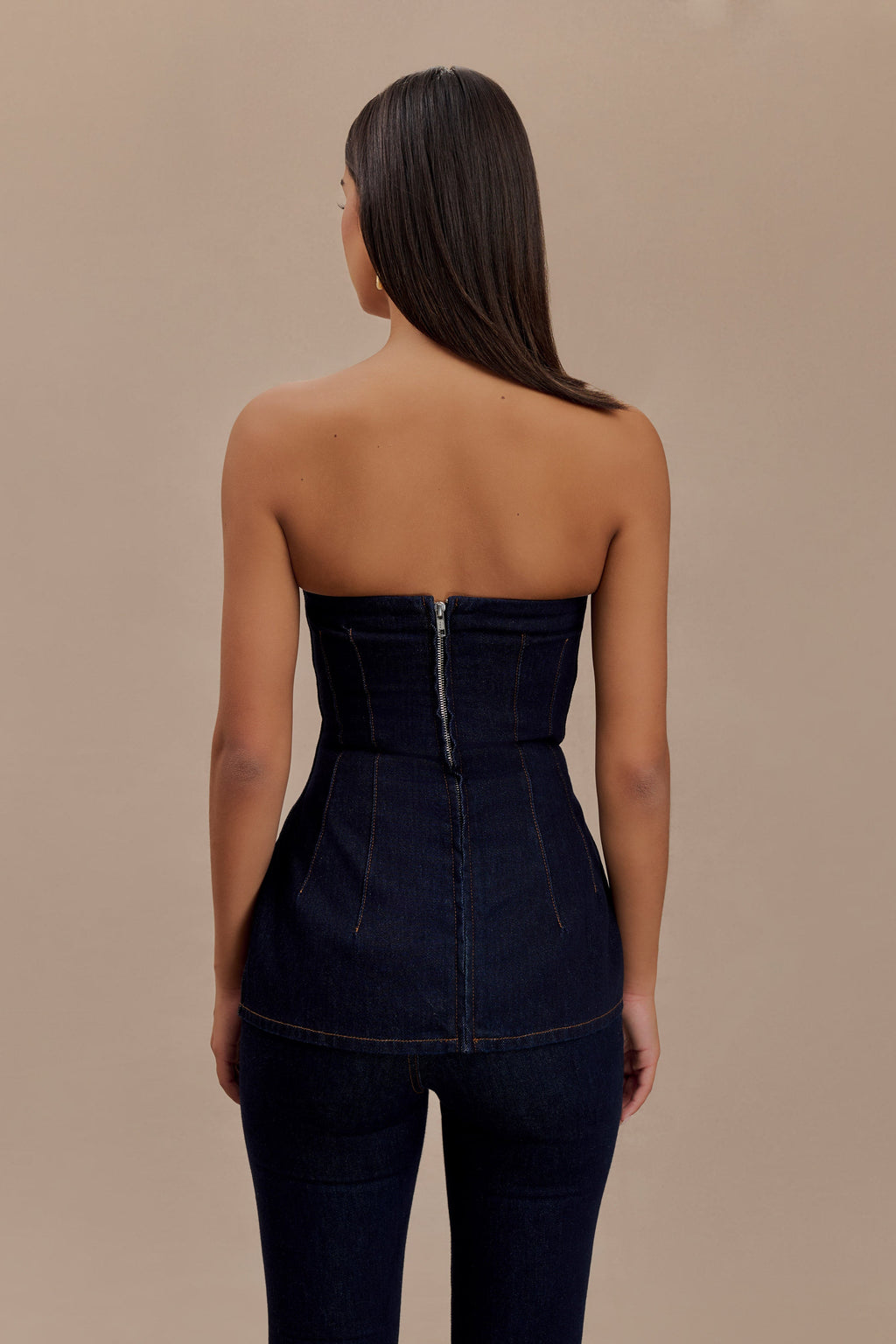 Madelyn Strapless Longline Denim Top in Indigo Blue – Chic&Drifts