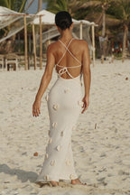 Suki Knit Maxi Dress With Flowers in Nude – Chic&Drifts